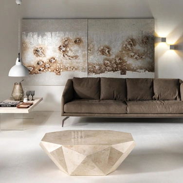 Tavolino in pietra fossile Diamond Medium di Stones