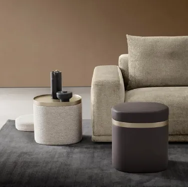 Pouf Tavolino Nobu in tessuto o ecopelle di Alf Da Frè