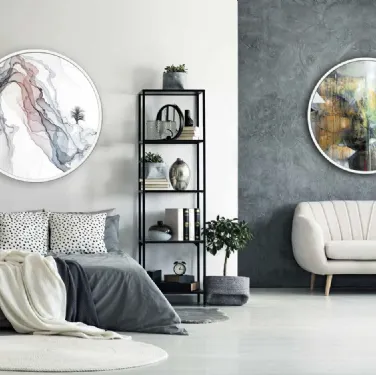 Quadri tondi Astratti con cornice in metallo di Pintdecor