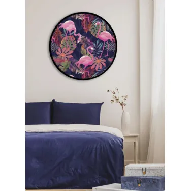 Quadro tondo Fenicotteri Incorniciati con cornice in metallo di Pintdecor