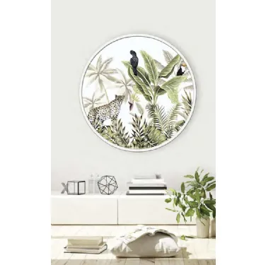 Quadro tondo Giungla Incorniciata con cornice in metallo di Pintdecor