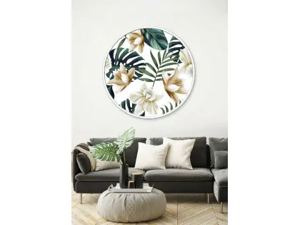 Quadro tondo Orchidee con cornice in metallo di Pintdecor