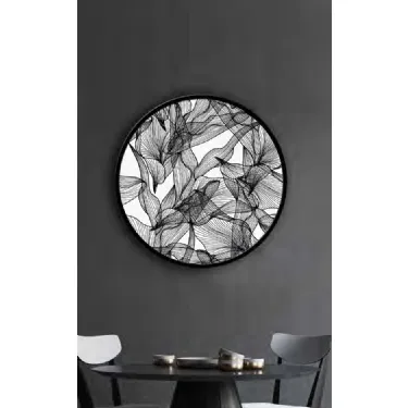 Quadro tondo Trasparenza di Petali con cornice in metallo di Pintdecor
