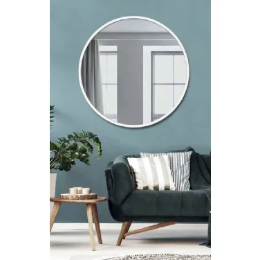 Specchiera tonda con cornice in metallo laccato bianco di Pintdecor