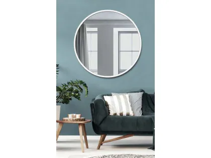 Specchiera tonda con cornice in metallo laccato bianco di Pintdecor