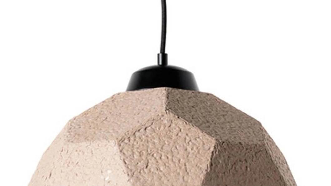 Lampada a sospensione Egg in cartone riciclato Nero di Stones
