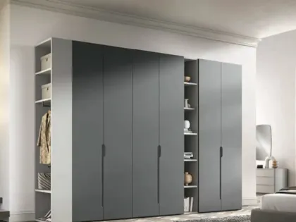 Armadio con ante battenti e libreria Ambra B352 di Moretti Compact Giorno Notte