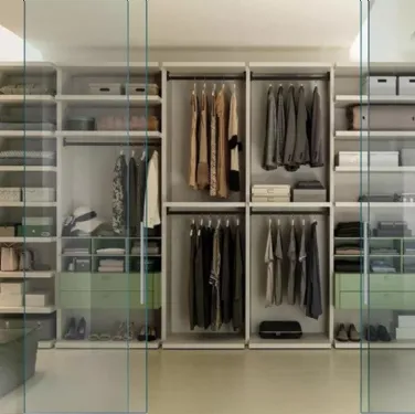 Cabina Armadio in laminato quarzo e laccato flora NC402 di Moretti Compact