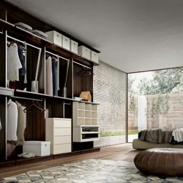 Cabina Armadio Wall Domino 36 in Rovere fumé e laccato opaco Sahara di Veneran