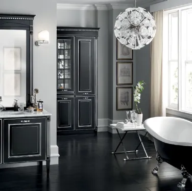 Mobile da Bagno Baltimora in laccato opaco Nero con decori Argento di Scavolini Bathrooms
