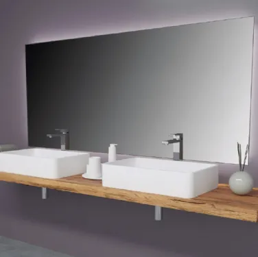 Mobile da Bagno sospeso Composizione B07 in legno massello di Rovere di Devina Nais