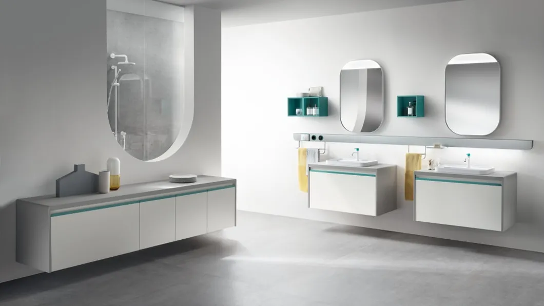 Mobile da Bagno Dandy Plus Laccato Opaco Bianco Prestige e Blu Agave di Scavolini Bathrooms