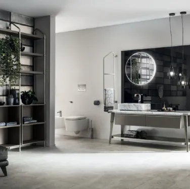 Mobile da Bagno Diesel in Decorativo Grigio Soft Dun con top e lavabo in marmo di Scavolini Bathrooms