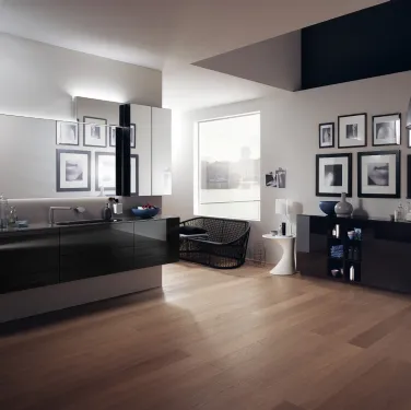 Mobile da Bagno Font in Vetro Laccato Lucido Nero Ardesia di Scavolini Bathrooms