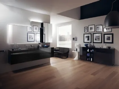 Mobile da Bagno Font in Vetro Laccato Lucido Nero Ardesia di Scavolini Bathrooms