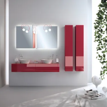 Mobile da Bagno Font in Vetro Lucido Rosso Rubino di Scavolini Bathrooms