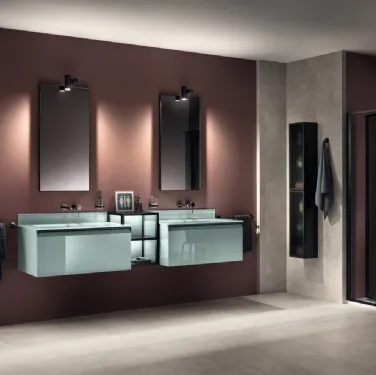 Mobile da Bagno Formalia Freestyle Laccato Lucido Verde Aloe di Scavolini Bathrooms