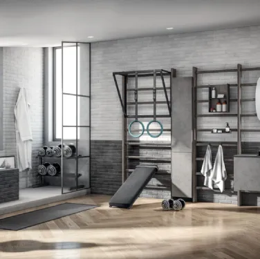 Mobile da Bagno Gym Space in Decorativo Oxide Steel di Scavolini Bathrooms