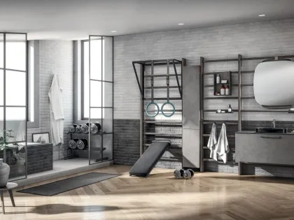 Mobile da Bagno Gym Space in Decorativo Oxide Steel di Scavolini Bathrooms