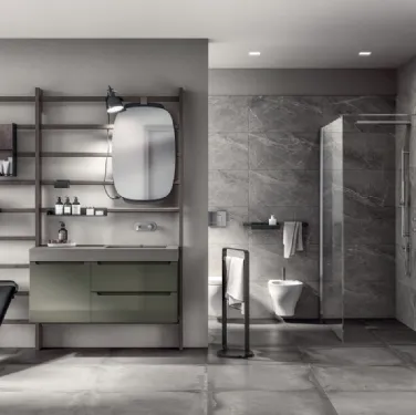 Mobile da Bagno Gym Space Laccato Lucido Verde Minerale di Scavolini Bathrooms