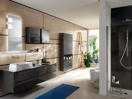 Mobile da Bagno Idro in laccato lucido Grigio Ferro di Scavolini Bathrooms