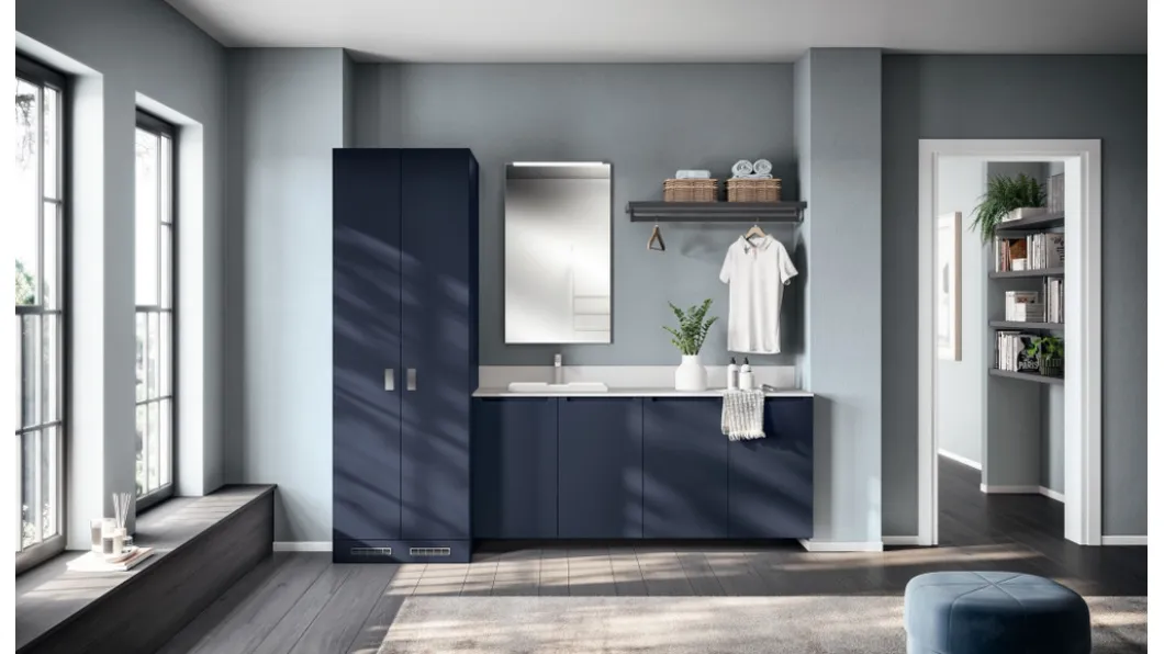 Mobile da Bagno Idro Laccato Opaco Blu Moon di Scavolini Bathrooms