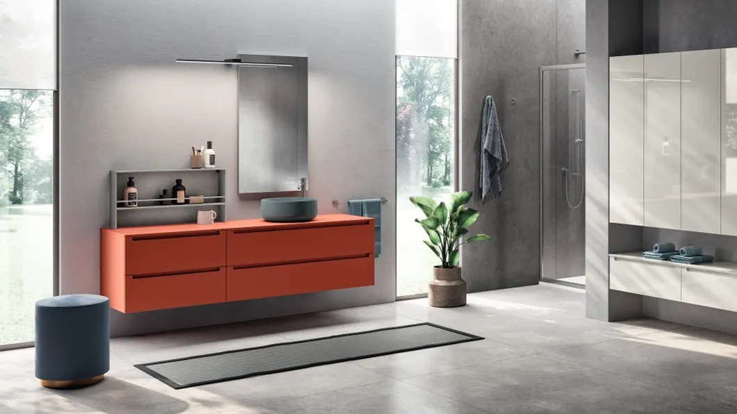 Mobile da Bagno Idro Laccato Opaco Rosso Marocco di Scavolini Bathrooms