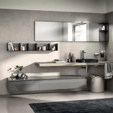 Mobile da Bagno Juno Laccato Lucido Grigio Titanio di Scavolini Bathrooms
