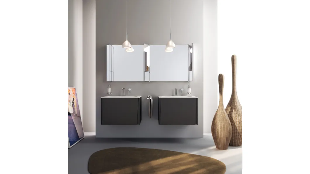 Mobile da Bagno Lagu Laccato Opaco Grigio Ferro di Scavolini Bathrooms