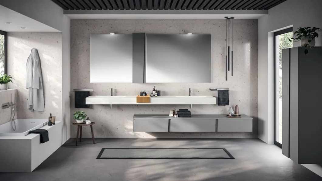 Mobile da Bagno Lagu Laccato Opaco Grigio Vulcano di Scavolini Bathrooms
