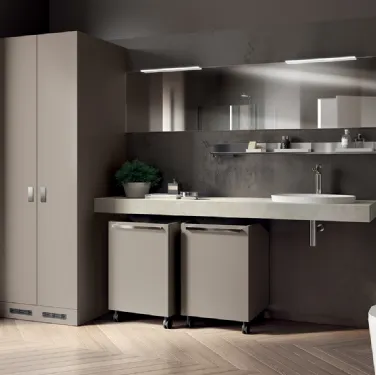 Mobile da Bagno Laundry Space in decorativo Grigio Selce comp Aquo di Scavolini Bathrooms