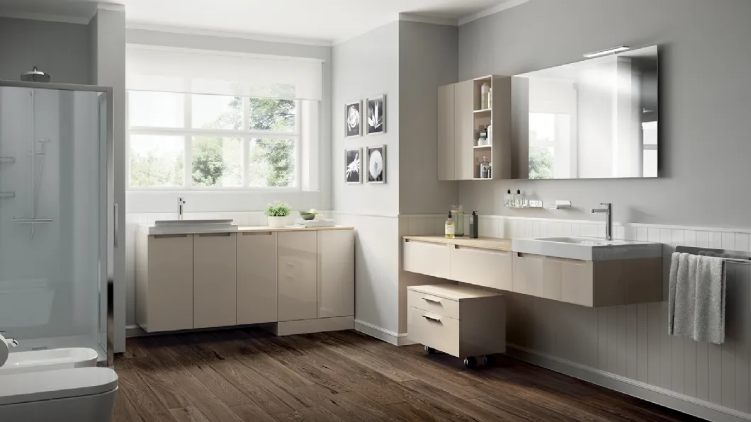 Mobile da Bagno Laundry Space in laccato lucido Panna Porcellana di Scavolini Bathrooms
