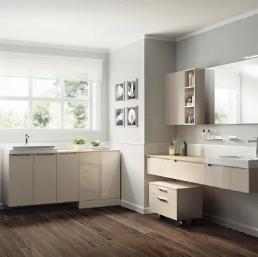 Mobile da Bagno Laundry Space Laccato Lucido Panna Porcellana di Scavolini Bathrooms