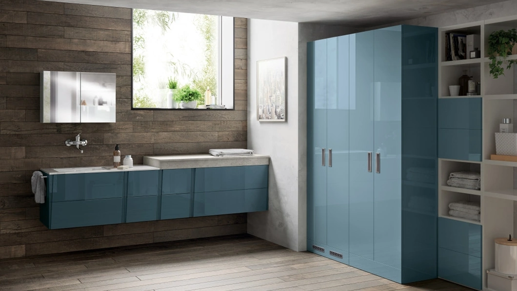 Mobile da Bagno Laundry Space Lagu in laccato lucido Verde Ottanio di Scavolini Bathrooms