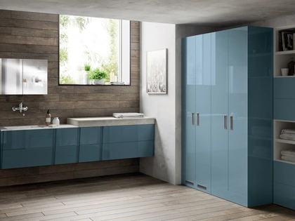 Mobile da Bagno Laundry Space Lagu in laccato lucido Verde Ottanio di Scavolini Bathrooms