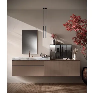 Mobile da BagnoLido Laccato Opaco e Vetro Dogato Grigio Dosé di Scavolini Bathrooms