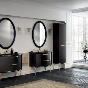 Mobile da Bagno Magnifica in laccato lucido Grigio Ferro con finiture Oro di Scavolini Bathrooms