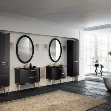 Mobile da Bagno Magnifica Laccato Lucido Grigio Ferro e Oro di Scavolini Bathrooms