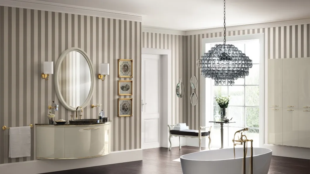 Mobile da Bagno Magnifica Laccato Lucido Tortora e Oro di Scavolini Bathrooms