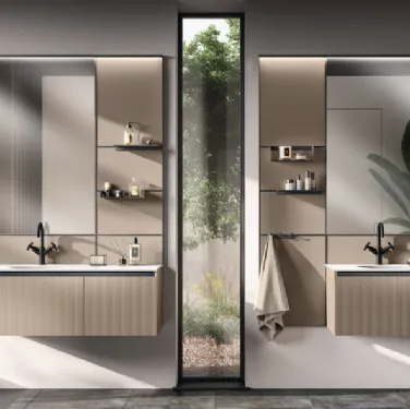 Mobile da Bagno Miko Laminato Strips Urban Bronze di Scavolini Bathrooms