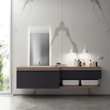 Mobile da Bagno Qi Laccato Opaco Grigio Ferro di Scavolini Bathrooms