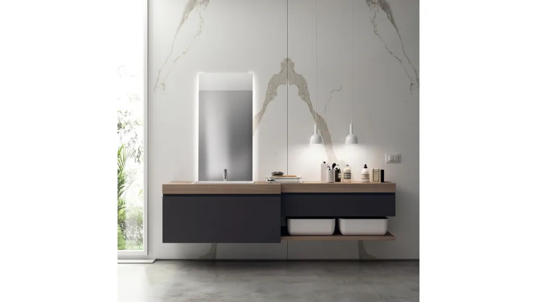 Mobile da Bagno Qi Laccato Opaco Grigio Ferro di Scavolini Bathrooms