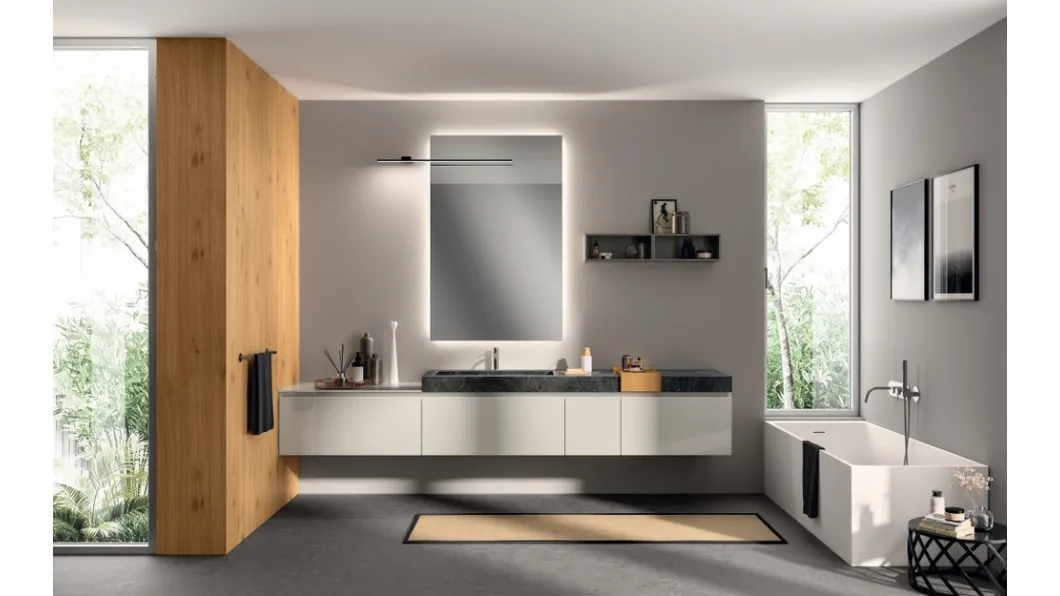 Mobile da Bagno Rivo Laccato Lucido Grigio Chiaro di Scavolini Bathrooms