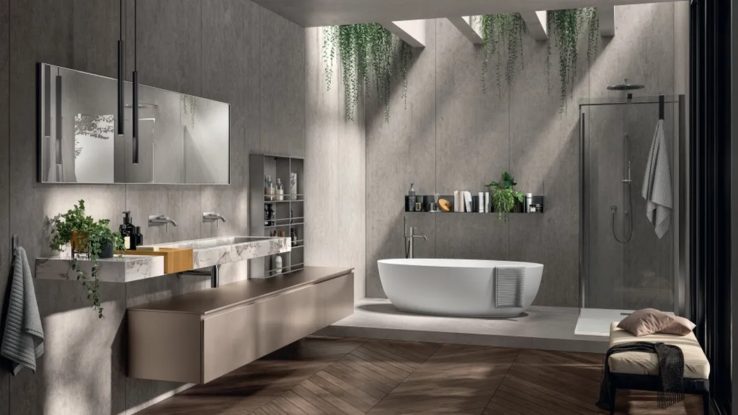 Mobile da Bagno Rivo Laccato Opaco Perlato Pas Dosé di Scavolini Bathrooms