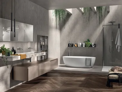 Mobile da Bagno Rivo Laccato Opaco Perlato Pas Dosé di Scavolini Bathrooms