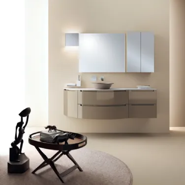 Mobile da Bagno Idro Tondo Laccato Lucido Grigio Tundra di Scavolini Bathrooms