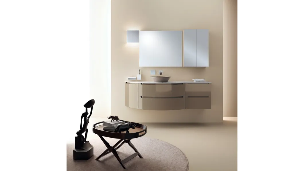 Mobile da Bagno Idro Tondo Laccato Lucido Grigio Tundra di Scavolini Bathrooms