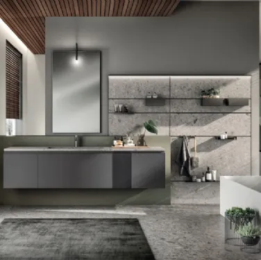 Mobile da Bagno Tratto Laccato Opaco Grigio Ferro di Scavolini Bathrooms