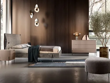 Letto in tessuto con testiera A01 Rigel di Mercantini