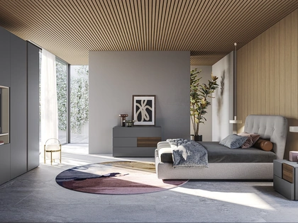 Letto Adagio in tessuto imbottito di Colombini Casa